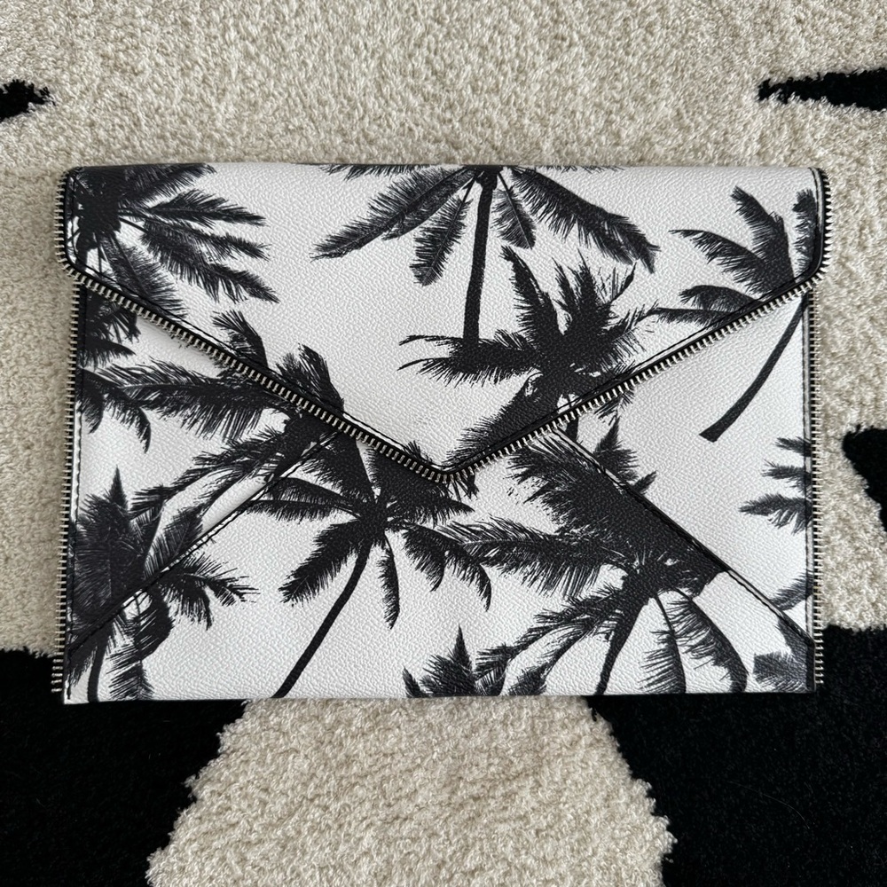 Rebecca Minkoff Monochrome Palm Tree Print Wristlet Clutch